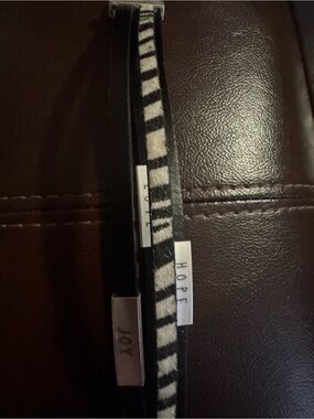 Zebra Print Leather Wrap Bracelet with Word Plates - Black & White